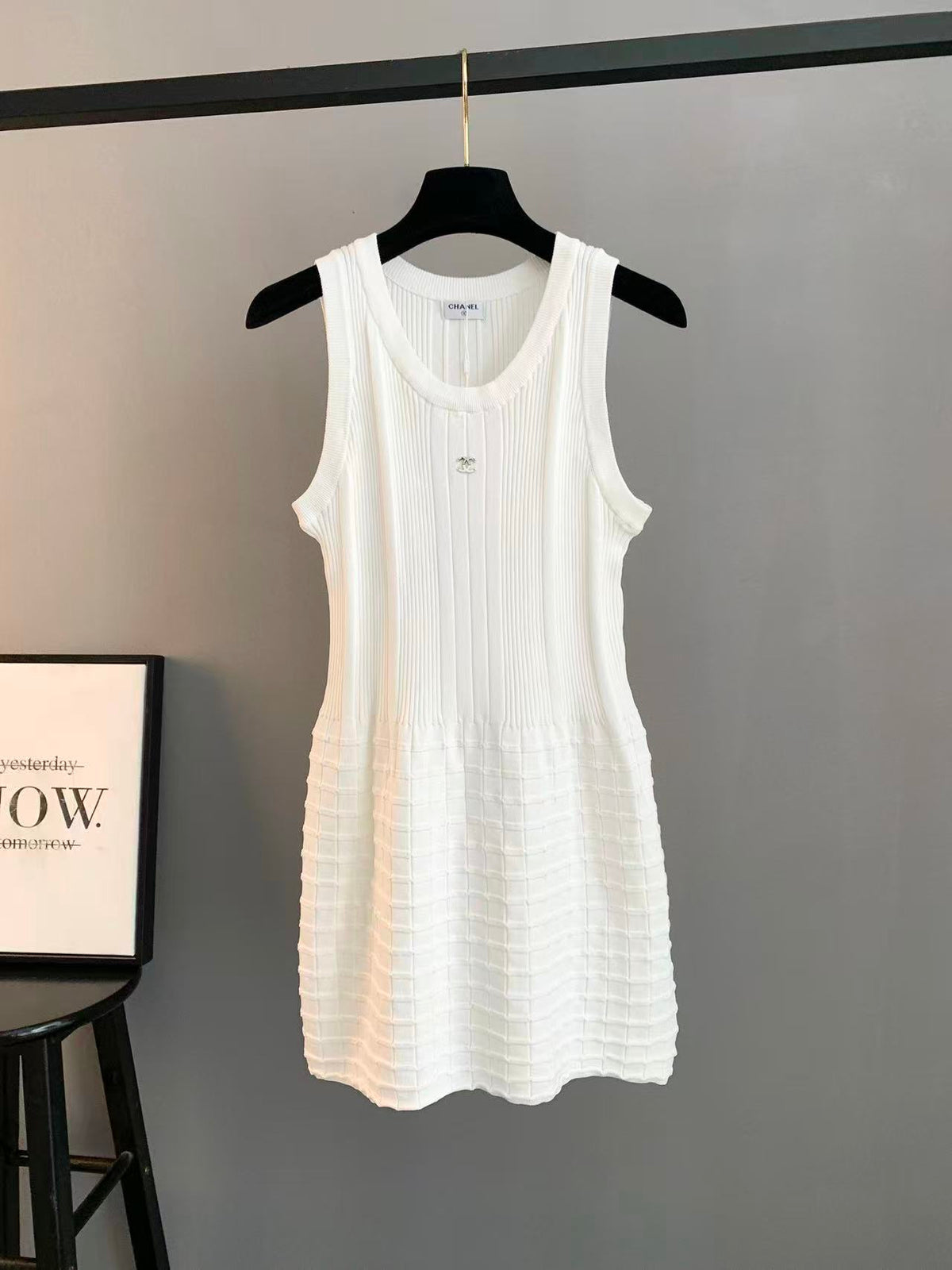 Vertical Plaid Paneled Tank Dress