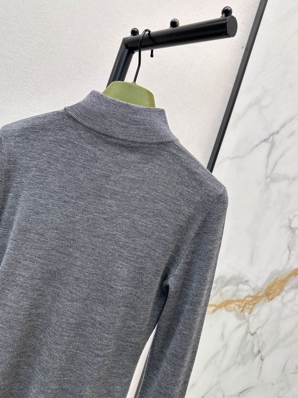 Minimal Gray Stand Collar Long Sleeve