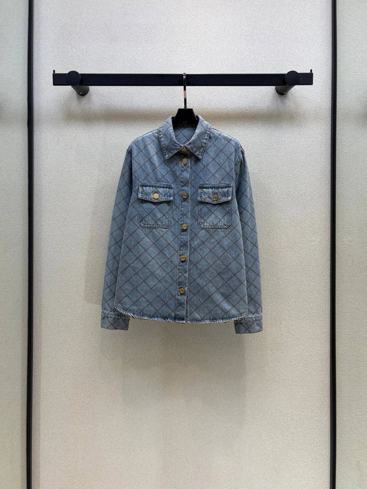 Diamond Stitch Denim Shirt Jacket