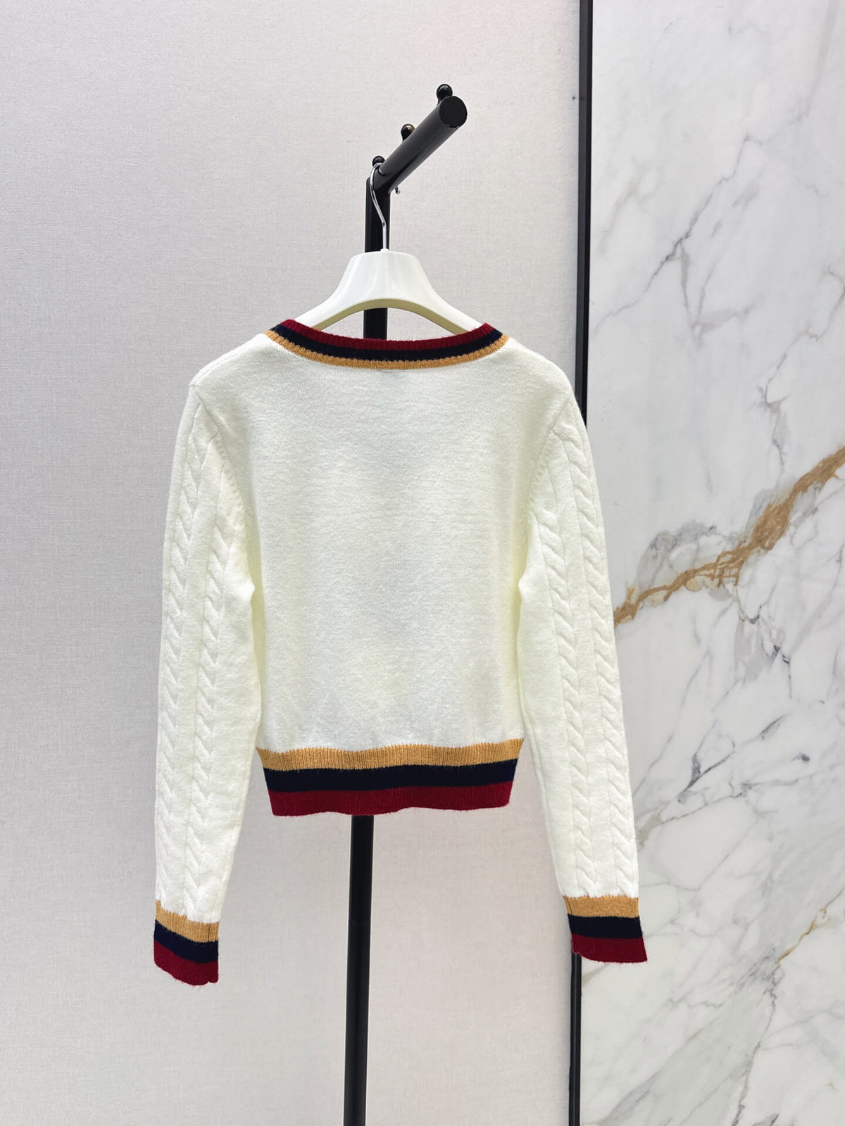 V-neck Cable Knit Sweater