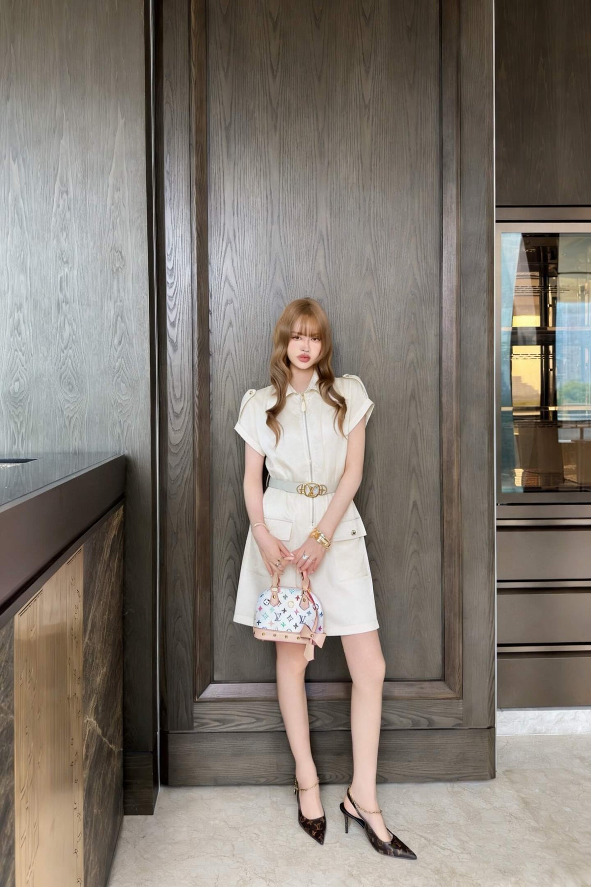 Waistband Logo Jacquard Shirt Dress