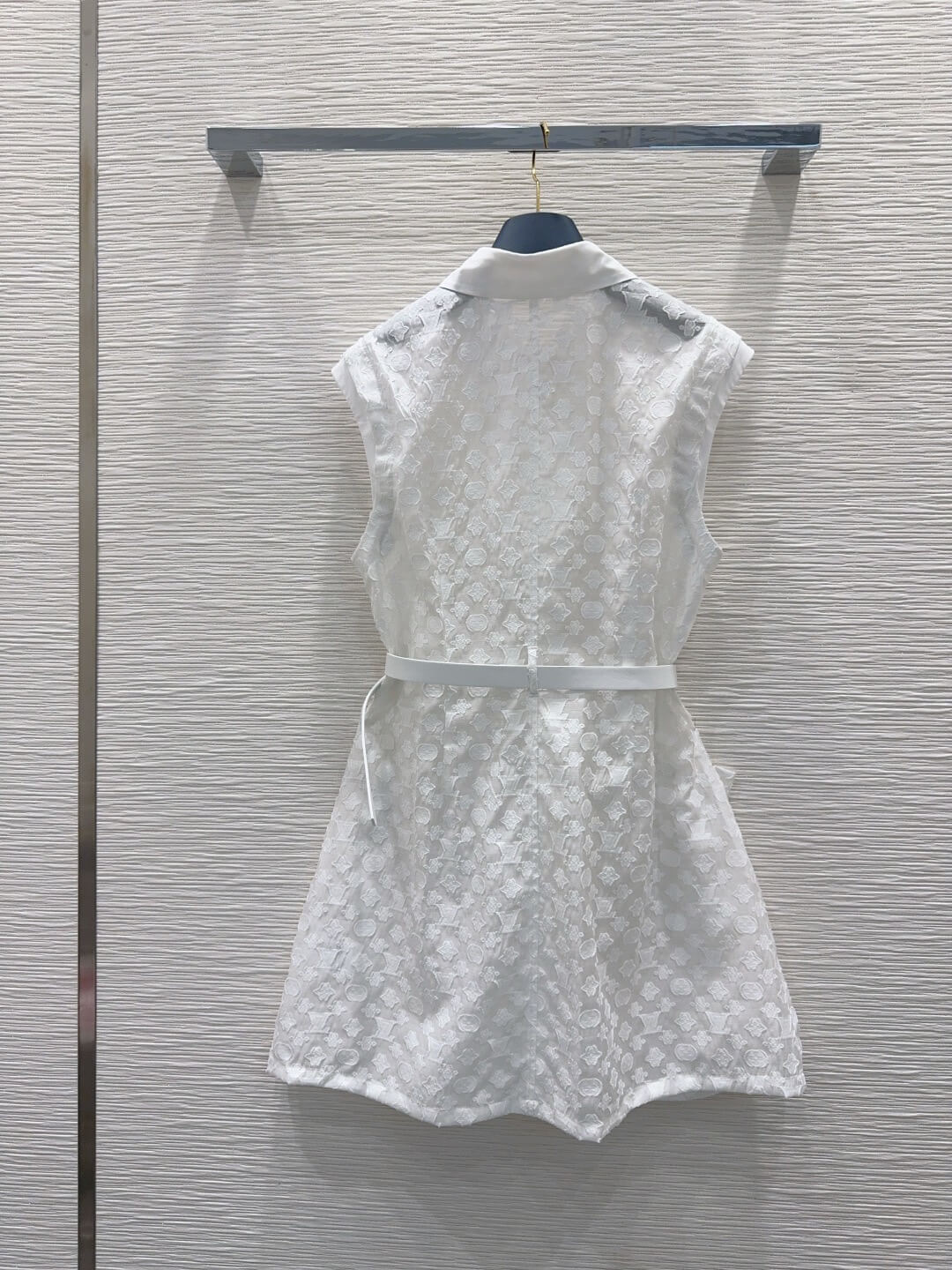 Point Collar Gold Button Pocket Dress