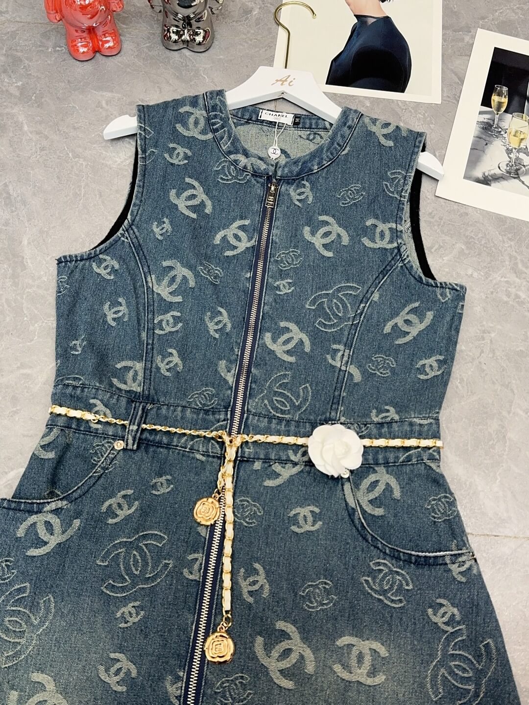 Sleeveless Zip Jean Dress