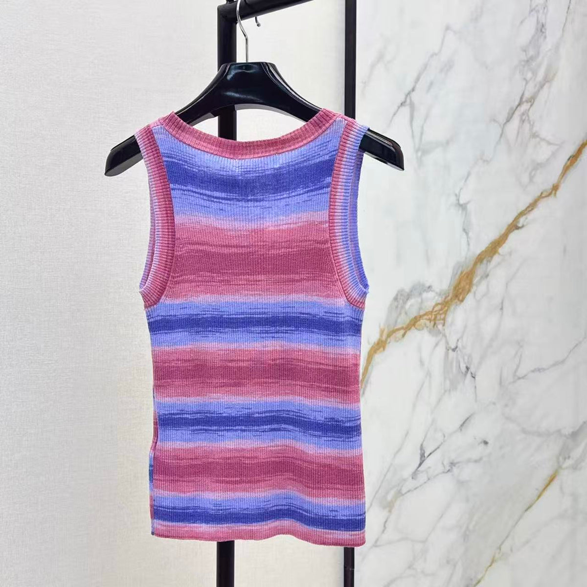 Lyocell Striped Knit Vest