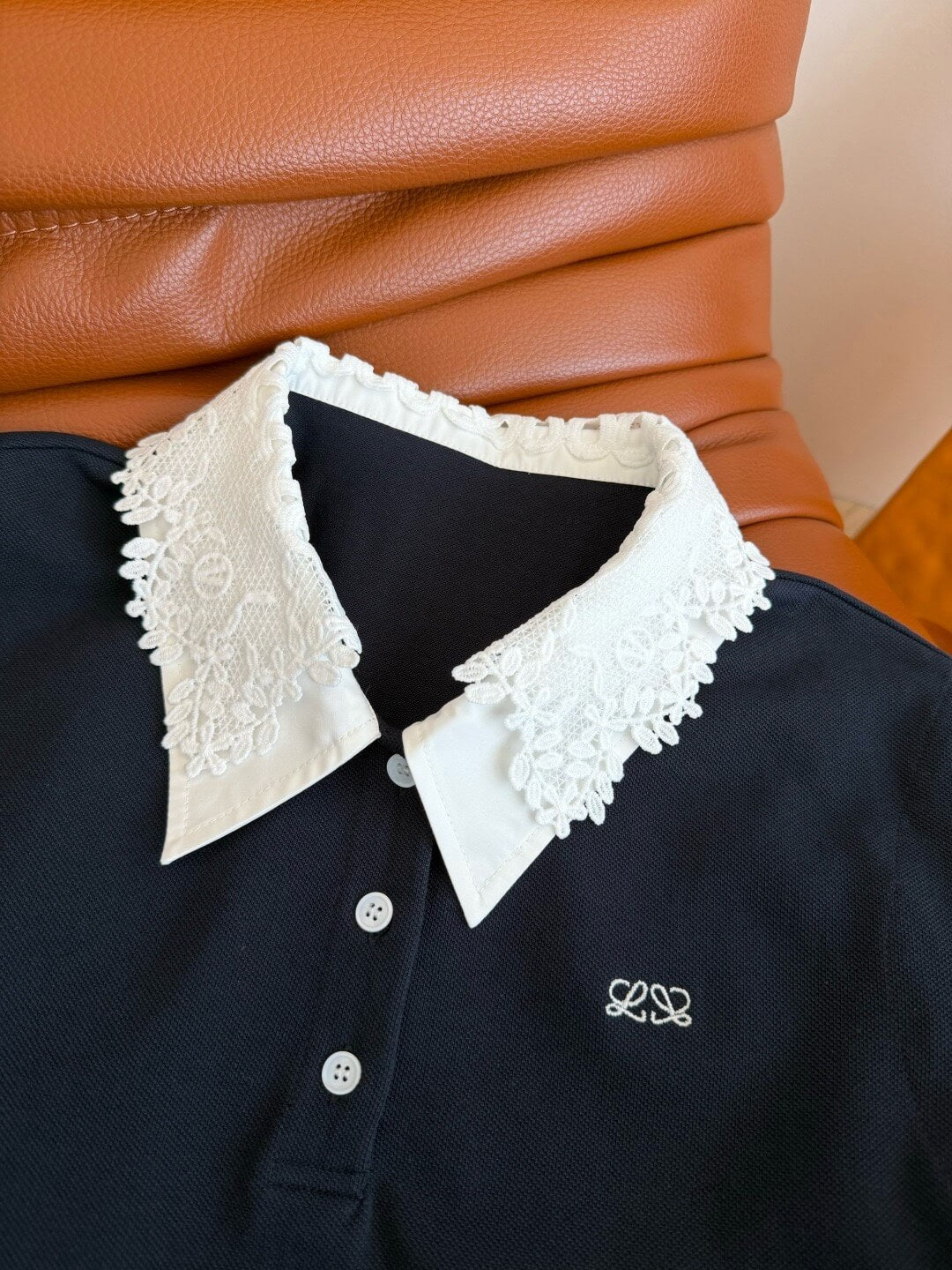Lace Collar Sleeveless Polo Mini Dress