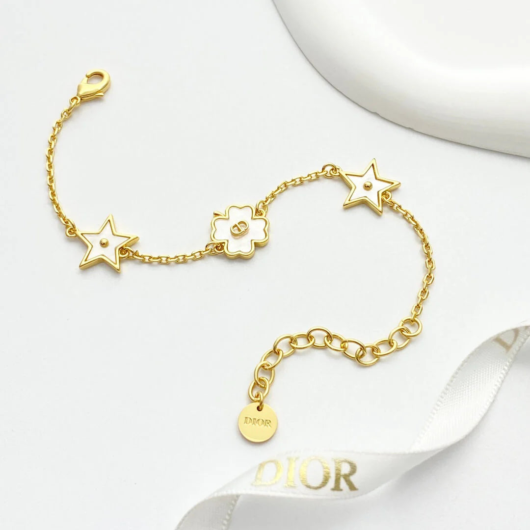 Classic White Star & Clover Charm Bracelet