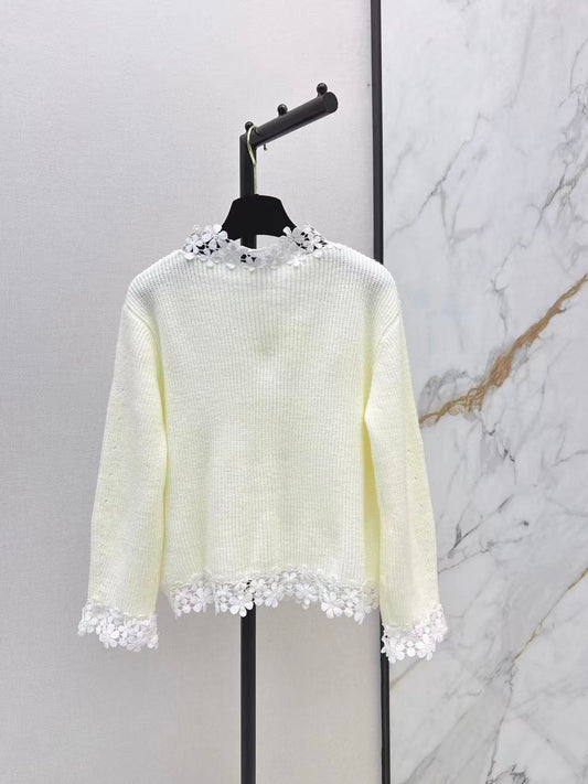 Fall Petal Lace Panel Sweater