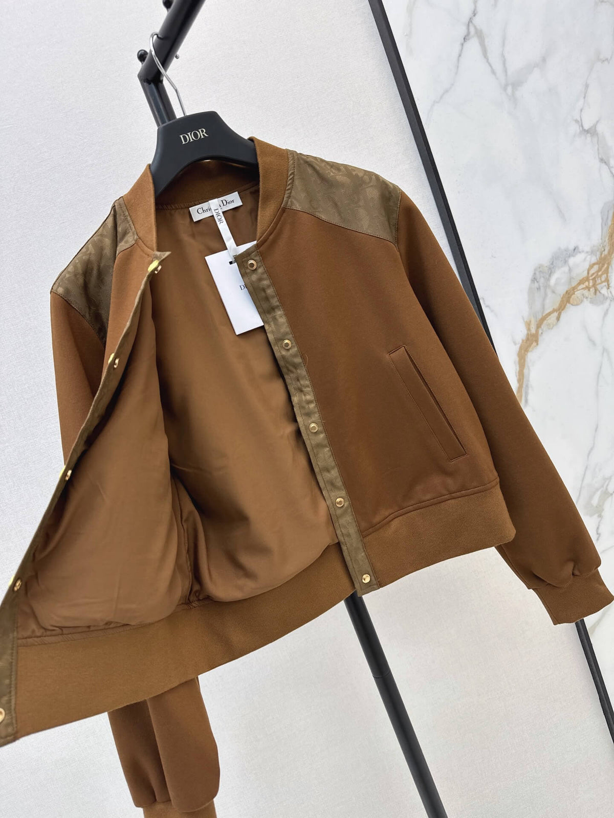 Vintage Print Shoulder Patch Bomber Jacket