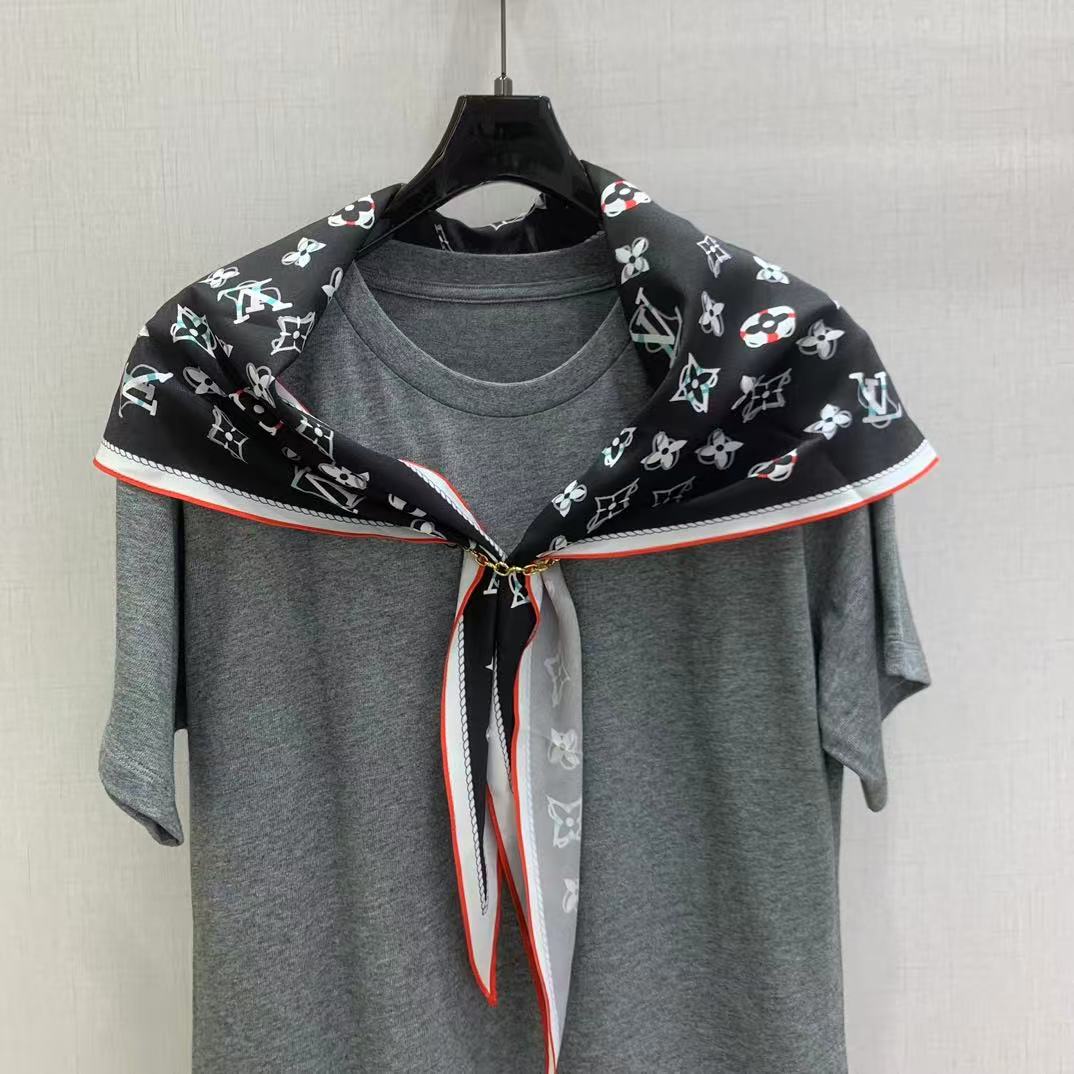 Scarf Print Cotton Short Sleeve Dress