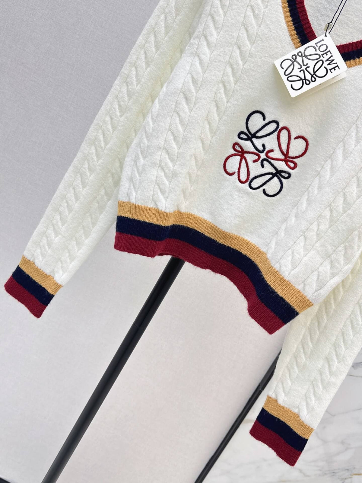 V-neck Cable Knit Sweater