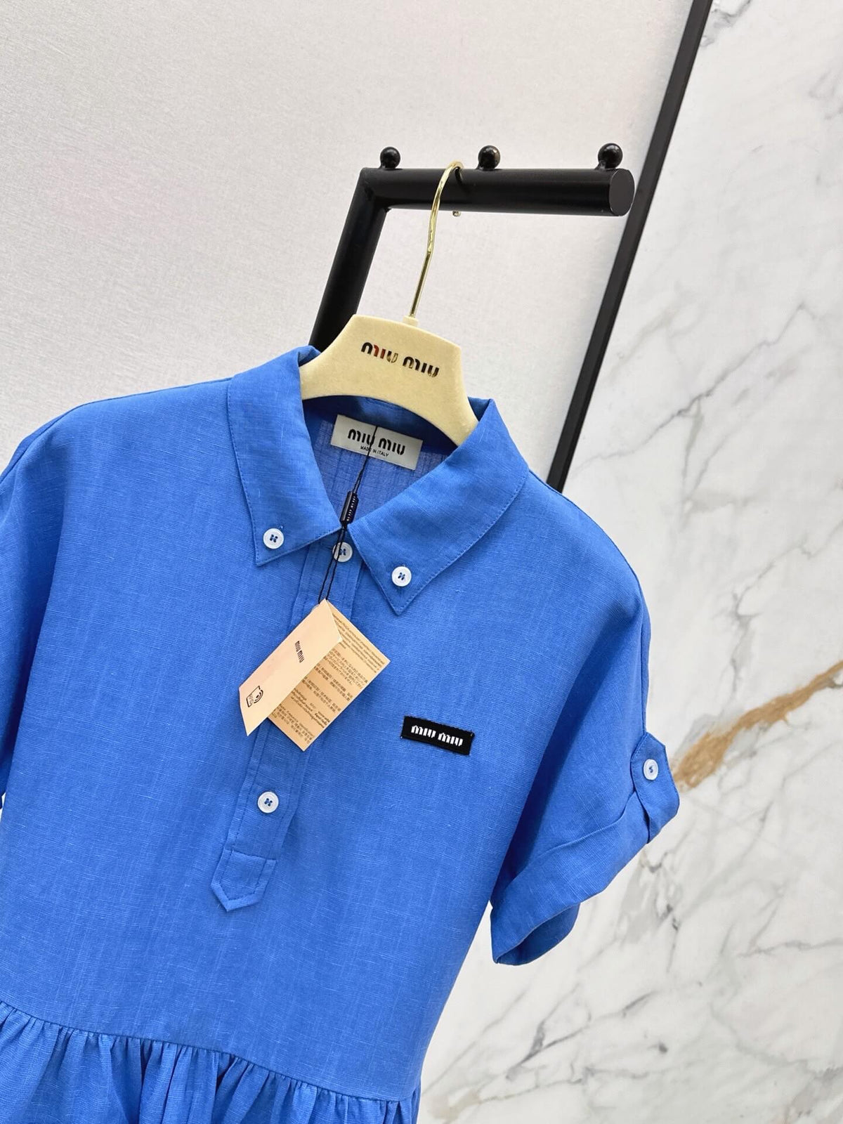 Pocket Detail Linen Shirt Mini Dress