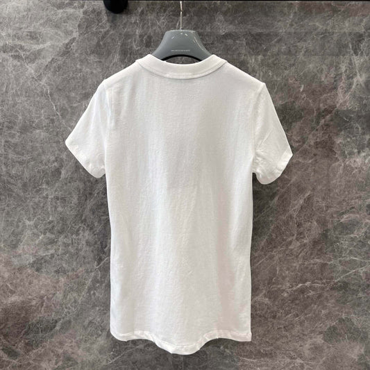 Diamond-Encrusted Letter Print Short Sleeve