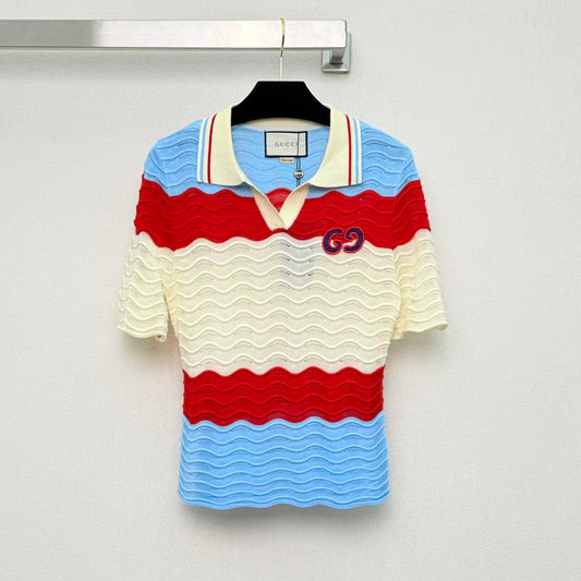 Vibrant Wavy Pattern Polo Shirt