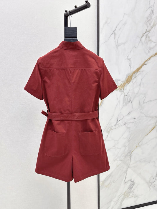 Belted Zipper Casual Jumpsuit