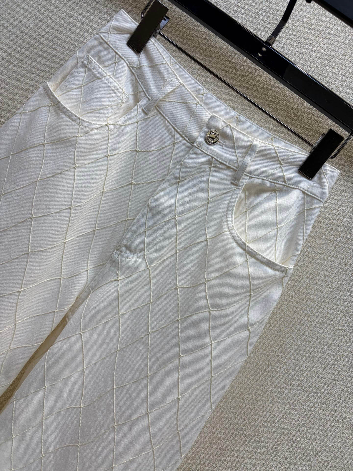 Diamond Stitch Wide Leg Jeans