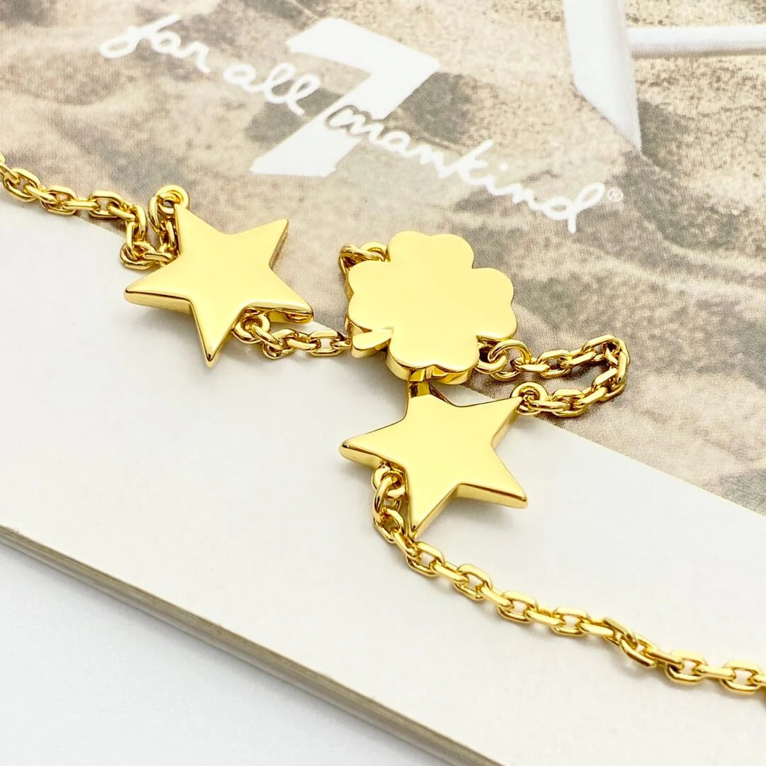 Classic White Star & Clover Charm Bracelet