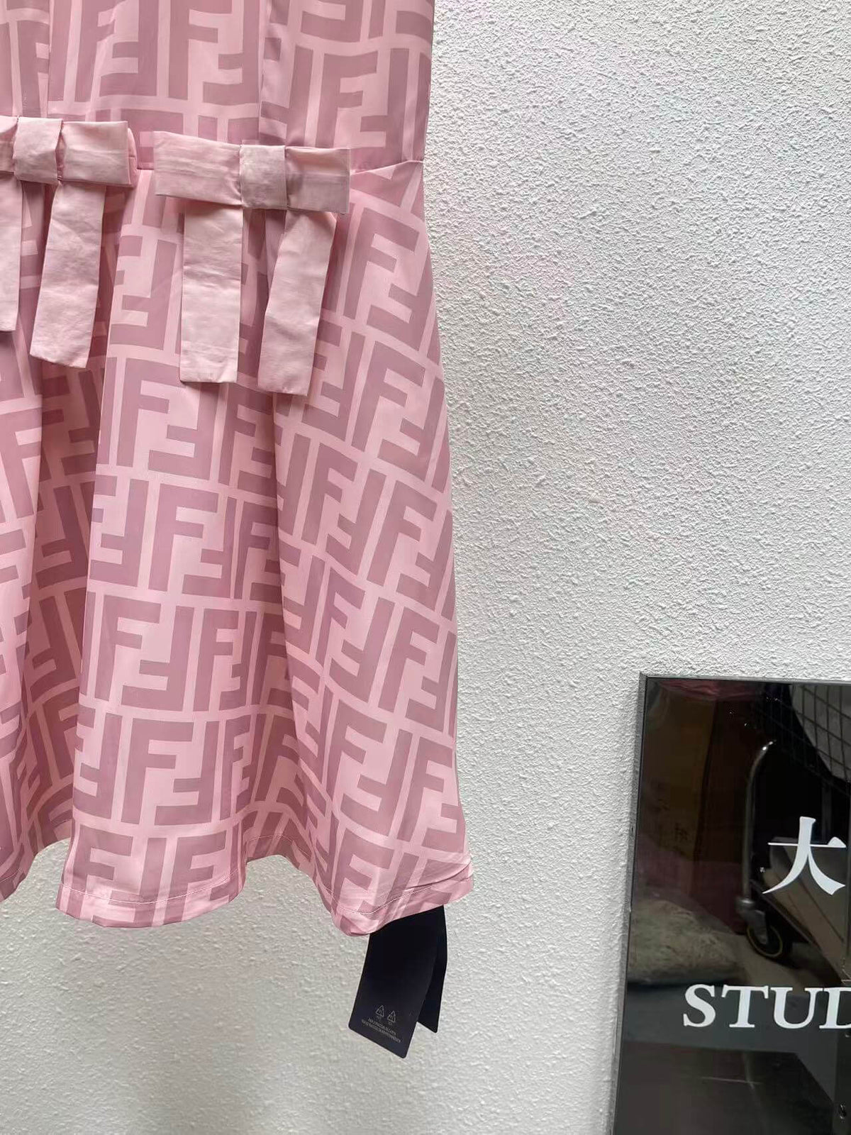 All Over Print Bow Waist Mini Dress