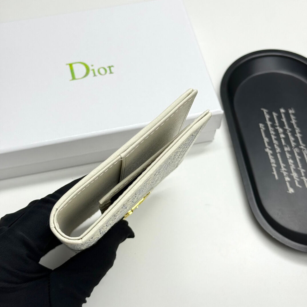 Jacquard Fabric with Leather Card Holder Wallet