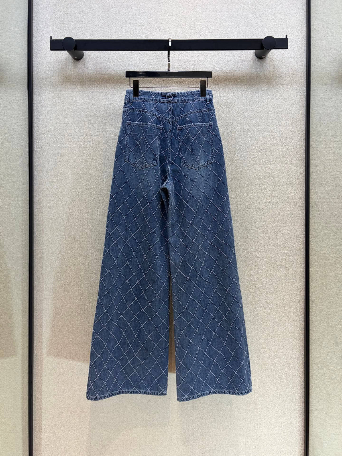 Diamond Stitch Wide Leg Jeans