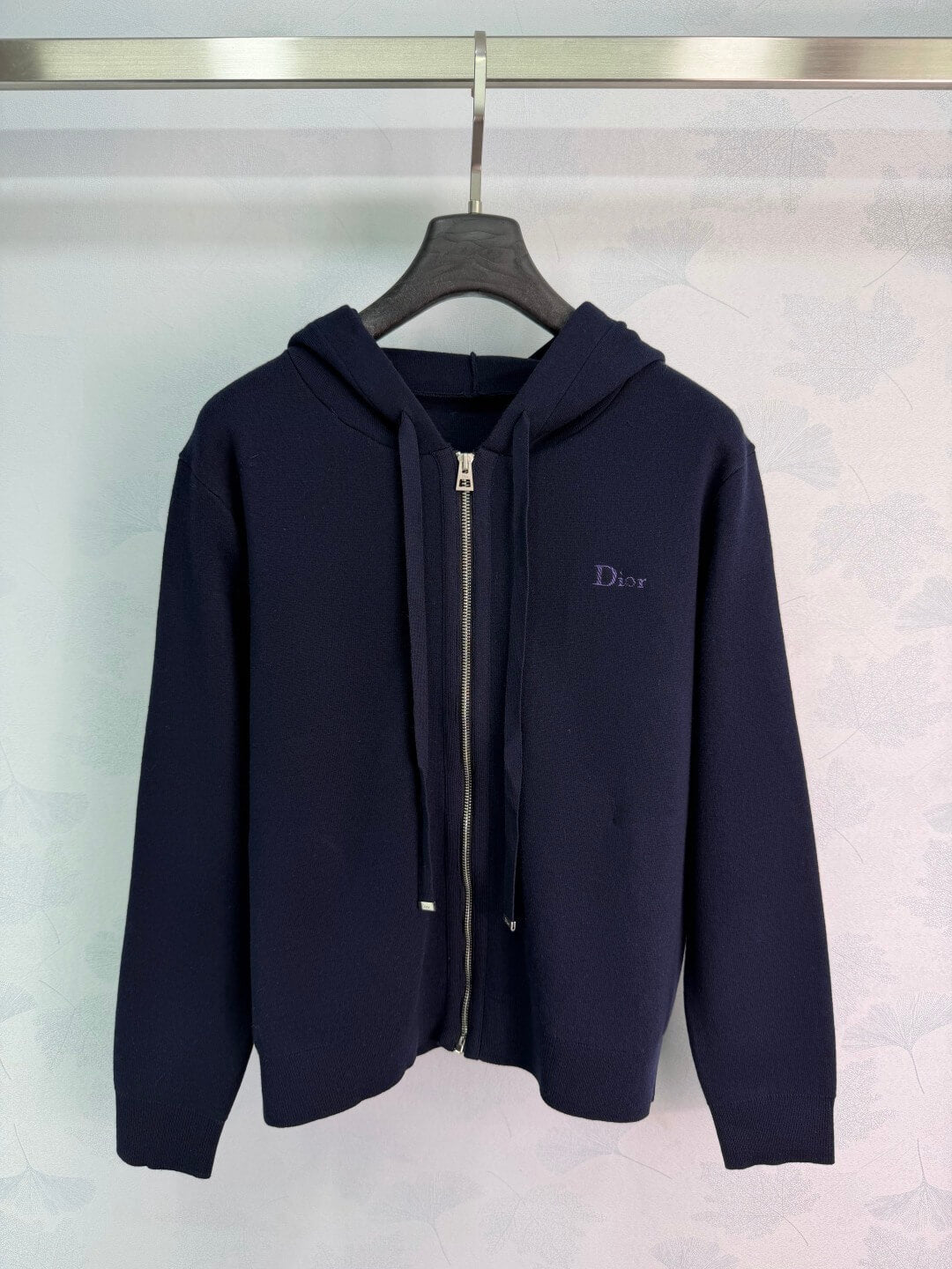 Embroidered Hooded Zip Knit Jacket