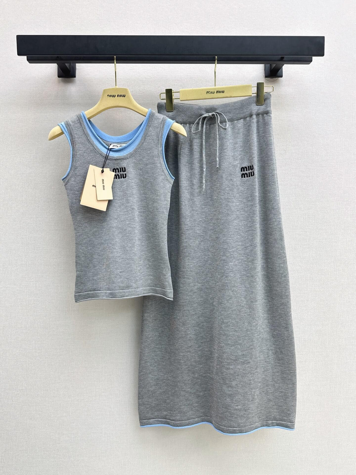 Contrast Trim Logo Tank and Midi Skirt Set