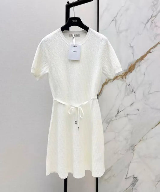 Classic Knit Waist-Cinching Dress