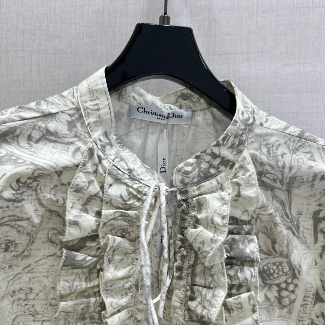 Vintage Botanical Stand Collar Shirt