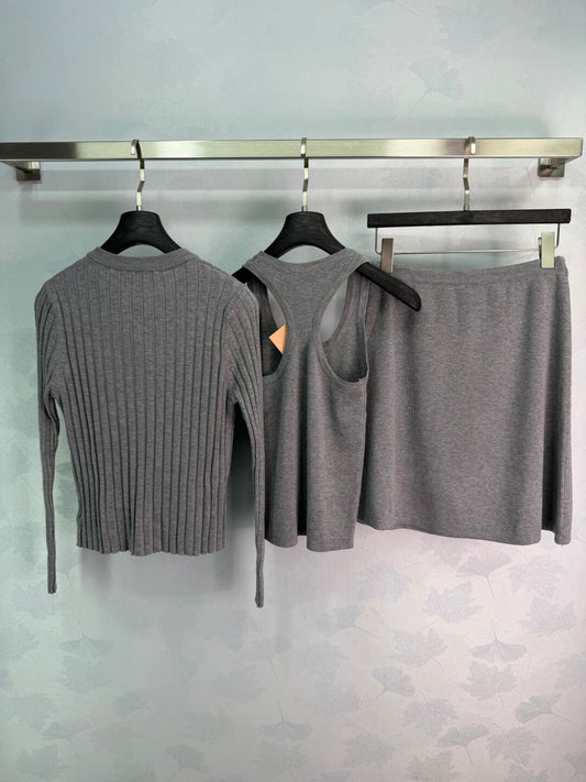 Cardigan Cami Skirt 3-Piece Set