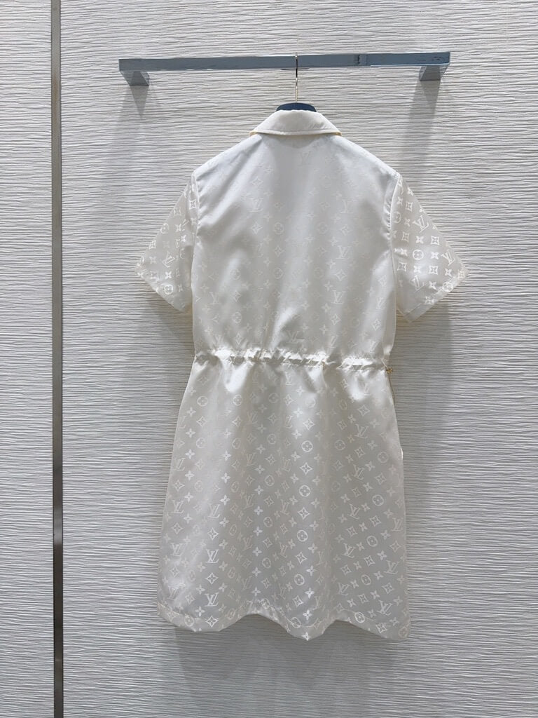 Jacquard Drawstring Zip Dress
