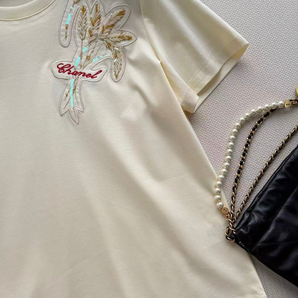 Delicate Embroidery T-Shirt and Skirt Set