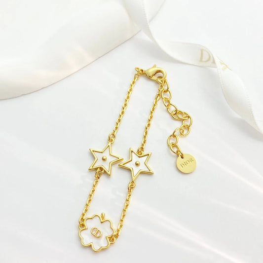 Classic White Star & Clover Charm Bracelet