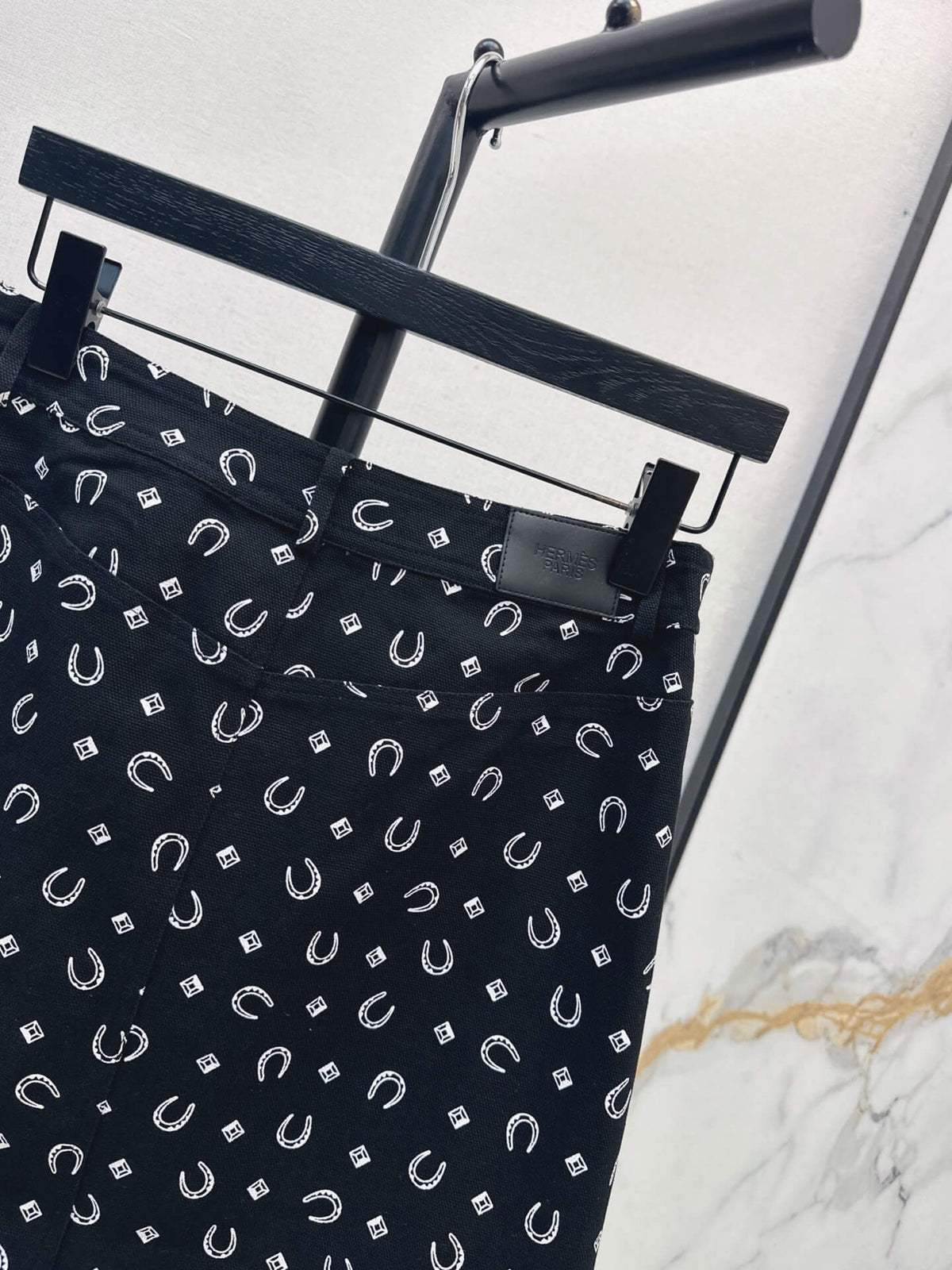 Horseshoe Print Denim Mini Skirt