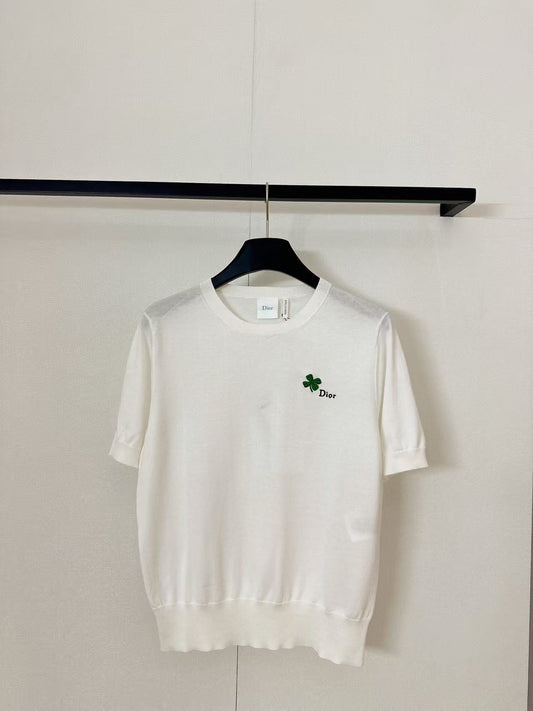 Four-Leaf Clover Embroidery Short Sleeve
