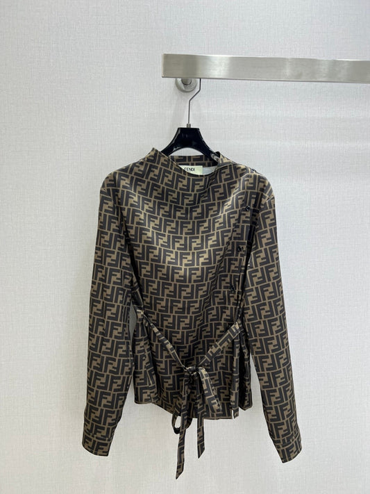 Self Belt Monogram Long Sleeve Shirt
