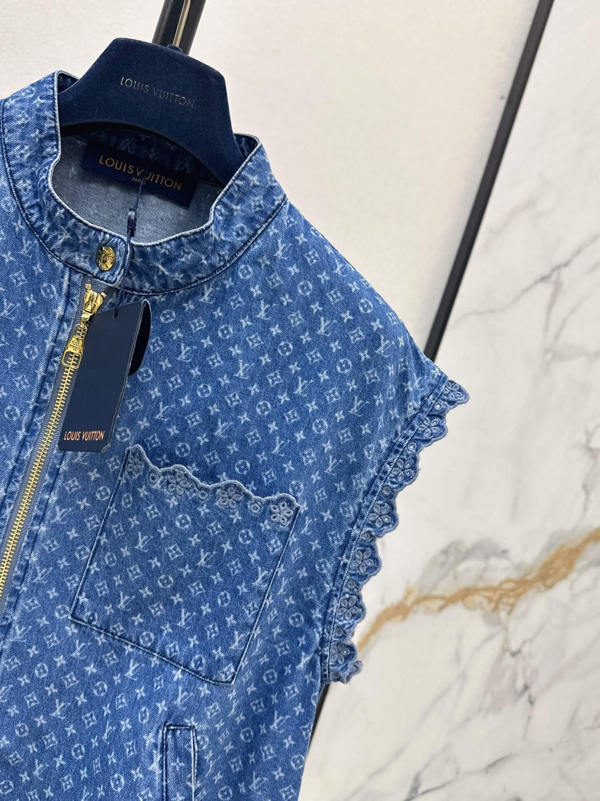 Monogram Denim Sleeveless Vest