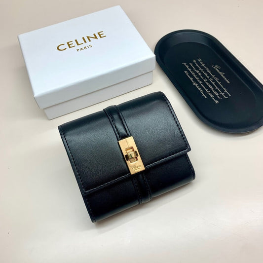 Gold-Buckle Short Wallet
