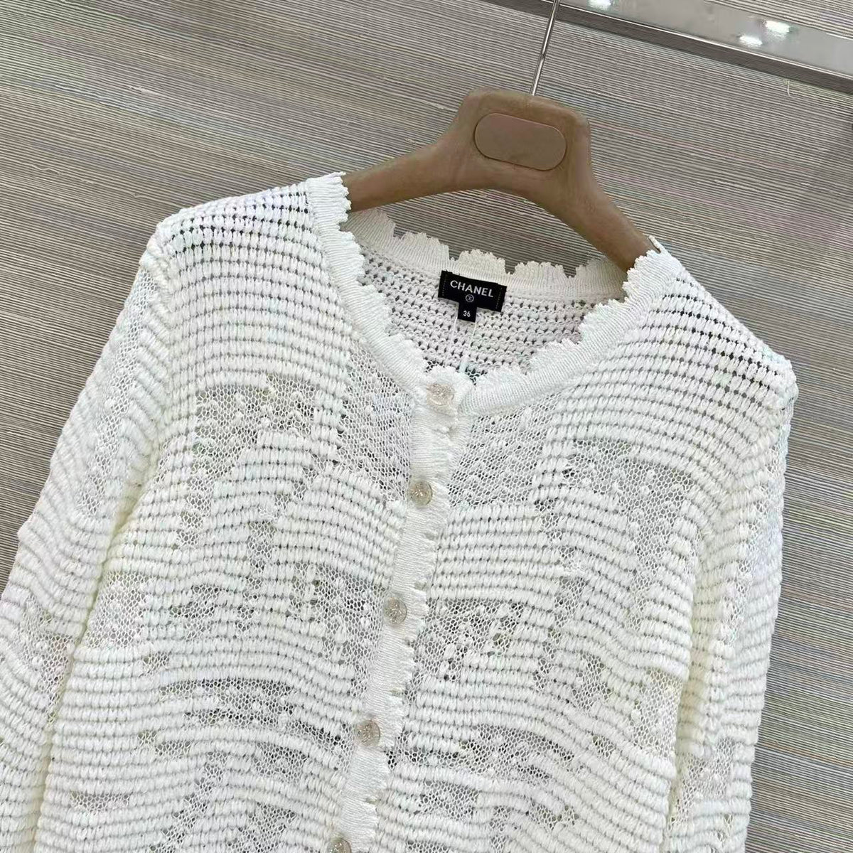 Openwork Jacquard Knit Cardigan