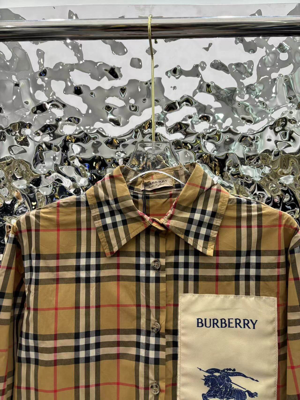 Vintage Check Cropped Long Shirt