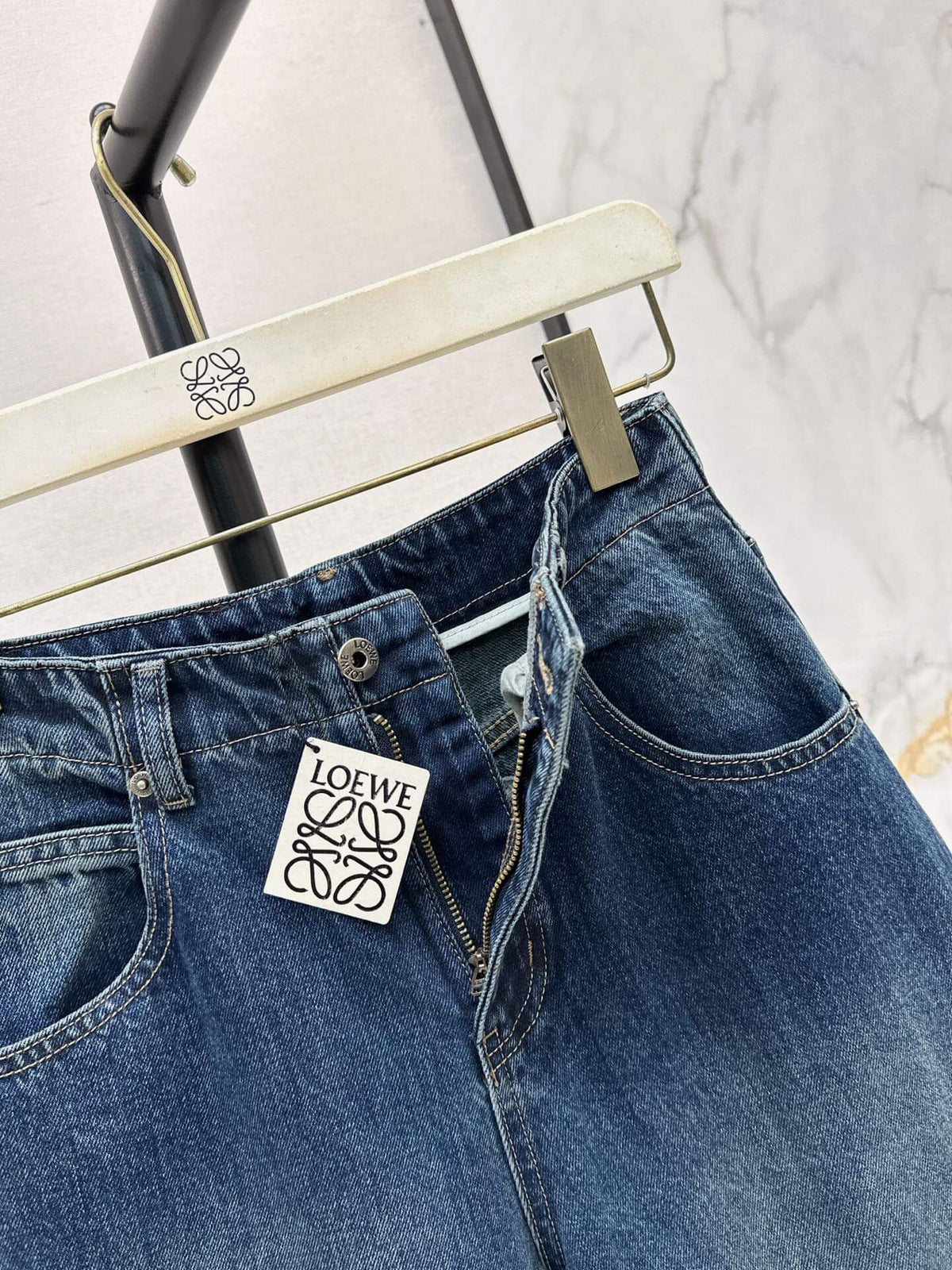 Segmented Denim Pants