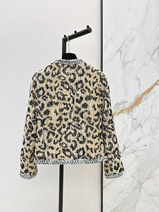 Leopard Tweed Jacket Skirt Set