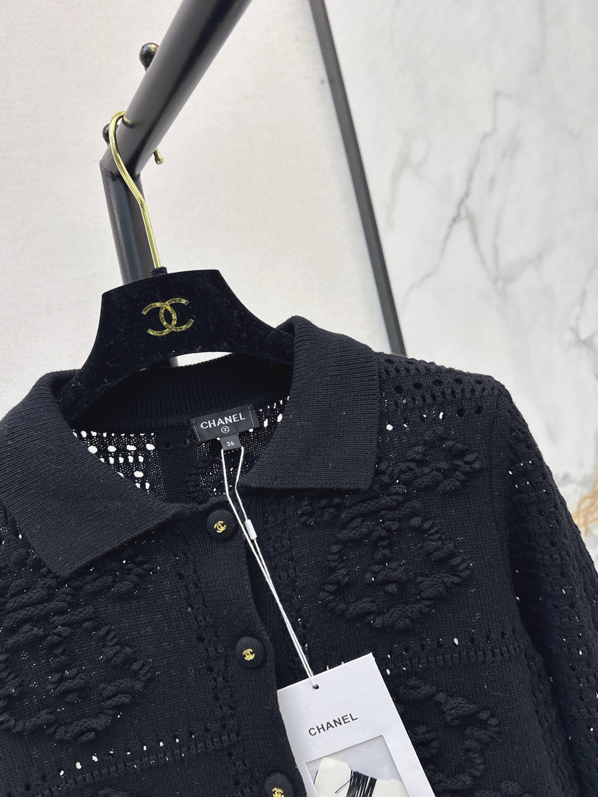 Hollow Embroidery Knit Cardigan