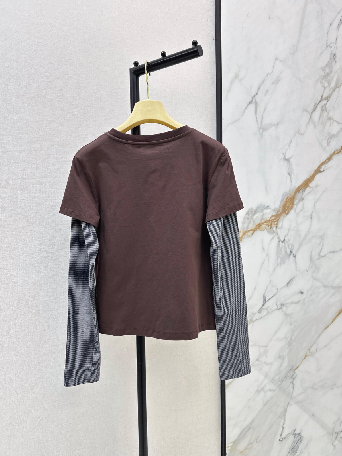Mock Layer Striped Long Sleeve Top