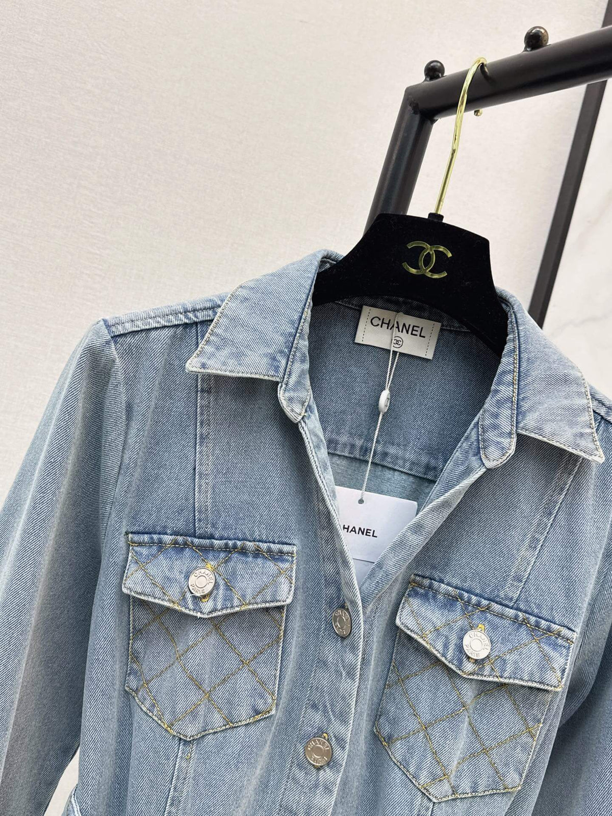 Collar Button Front Denim Shirt Dress
