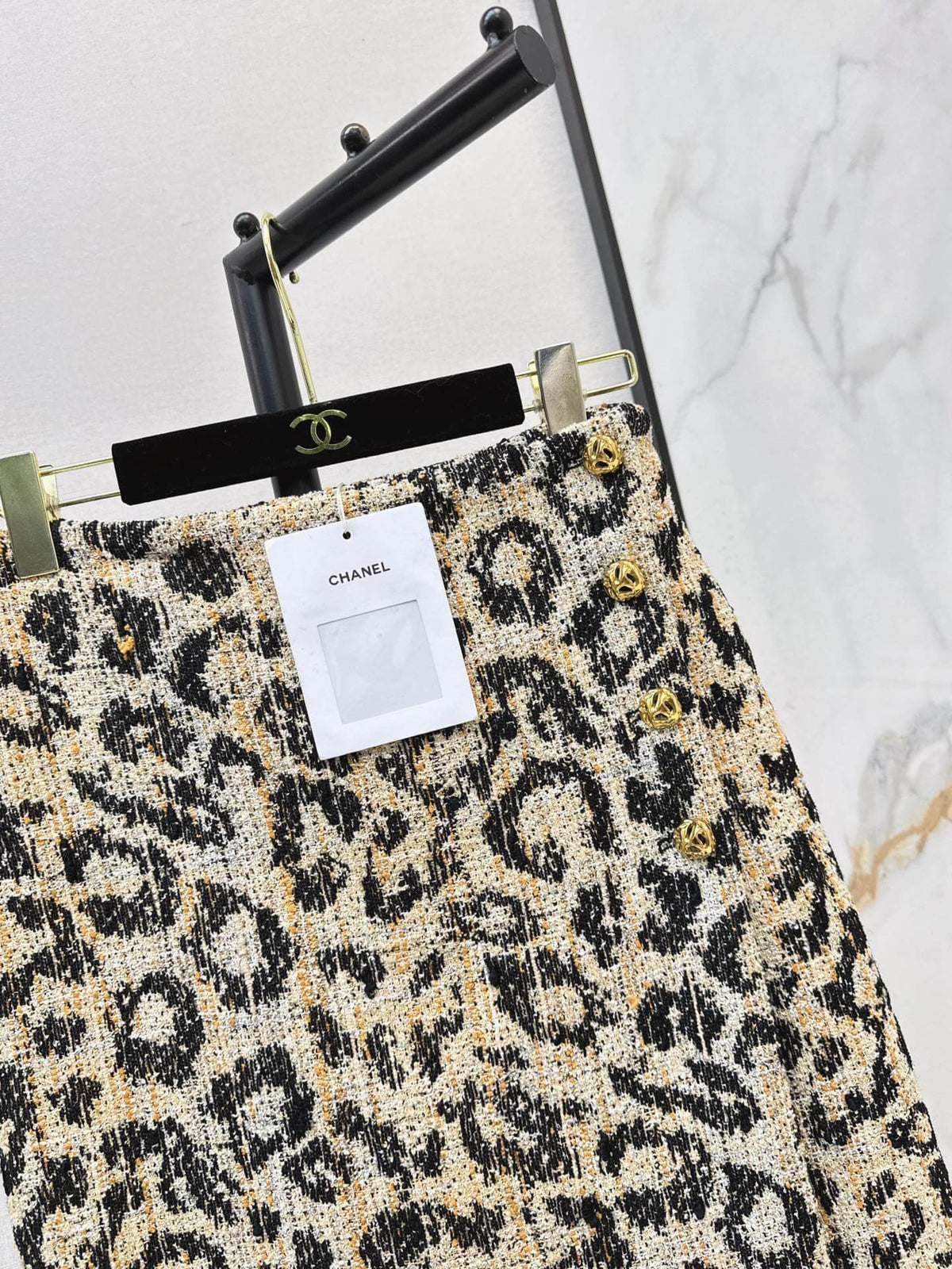 Leopard Tweed Jacket Skirt Set
