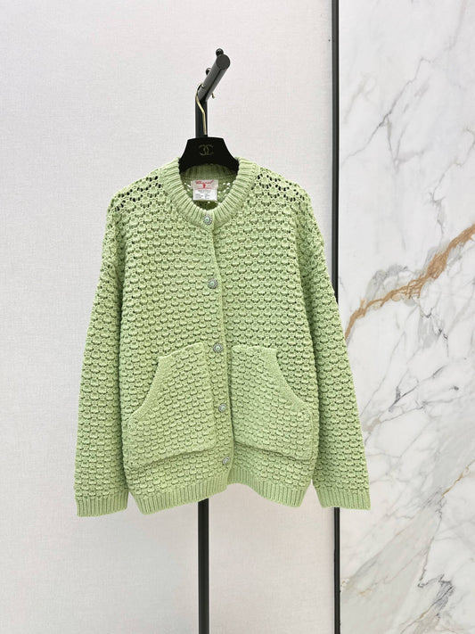 Light Green Hollow Knit Cardigan