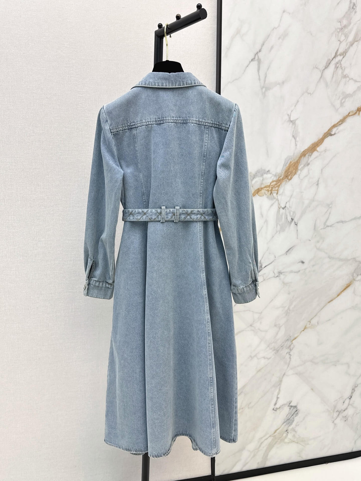 Collar Button Front Denim Shirt Dress
