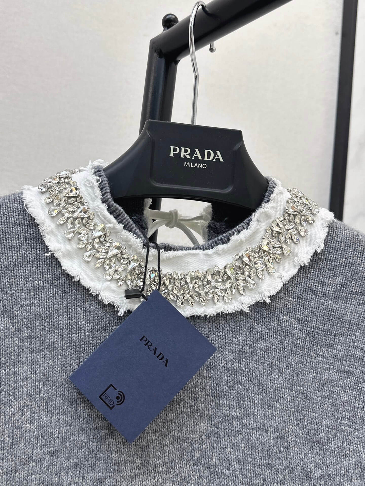 Beaded Collar Short Sleeve Knit Top