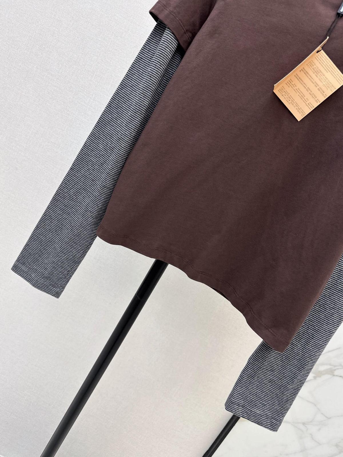 Mock Layer Striped Long Sleeve Top
