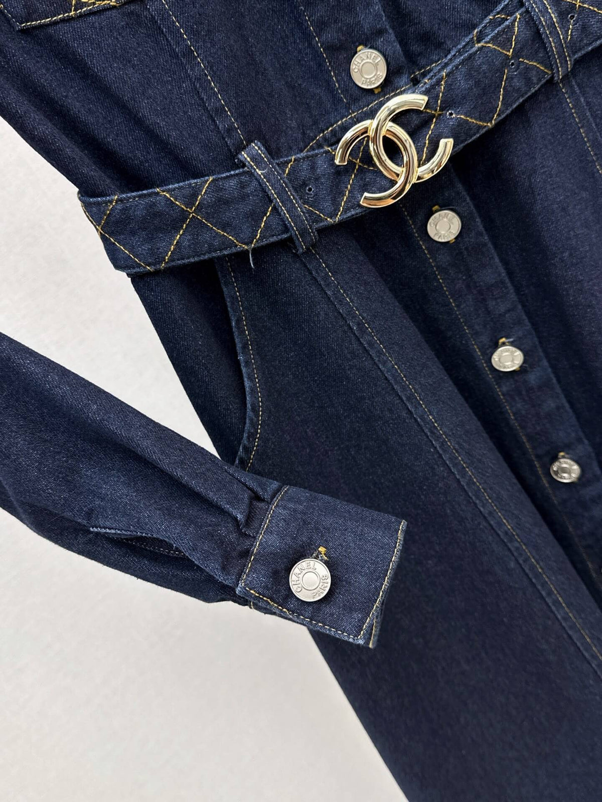 Collar Button Front Denim Shirt Dress