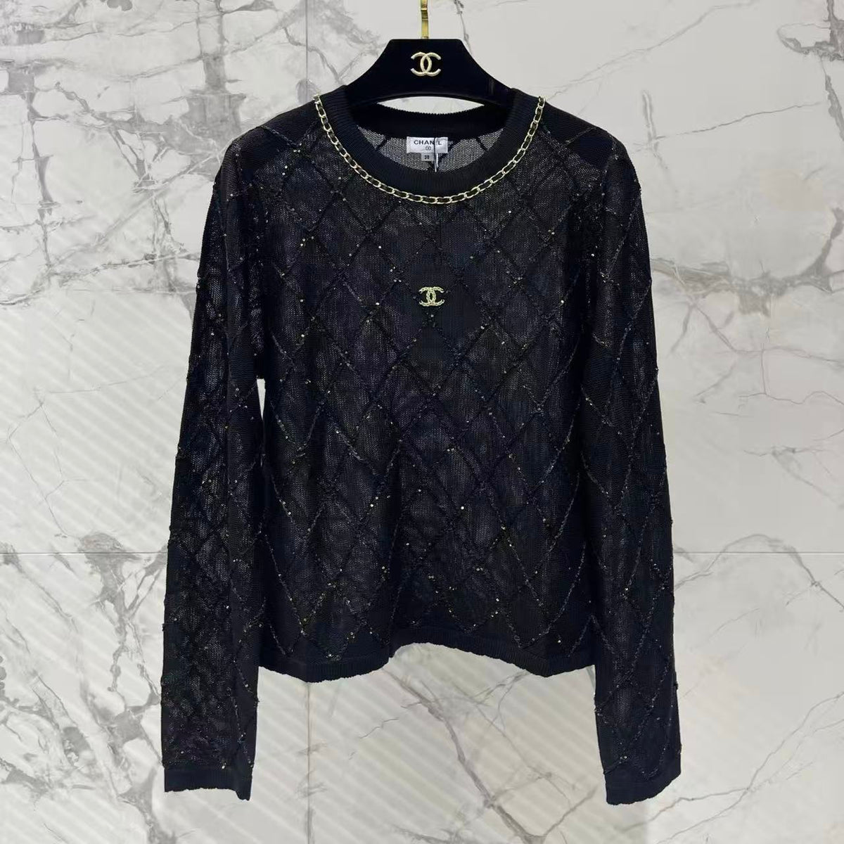 Diamond Quilted Beaded Long Sleeve